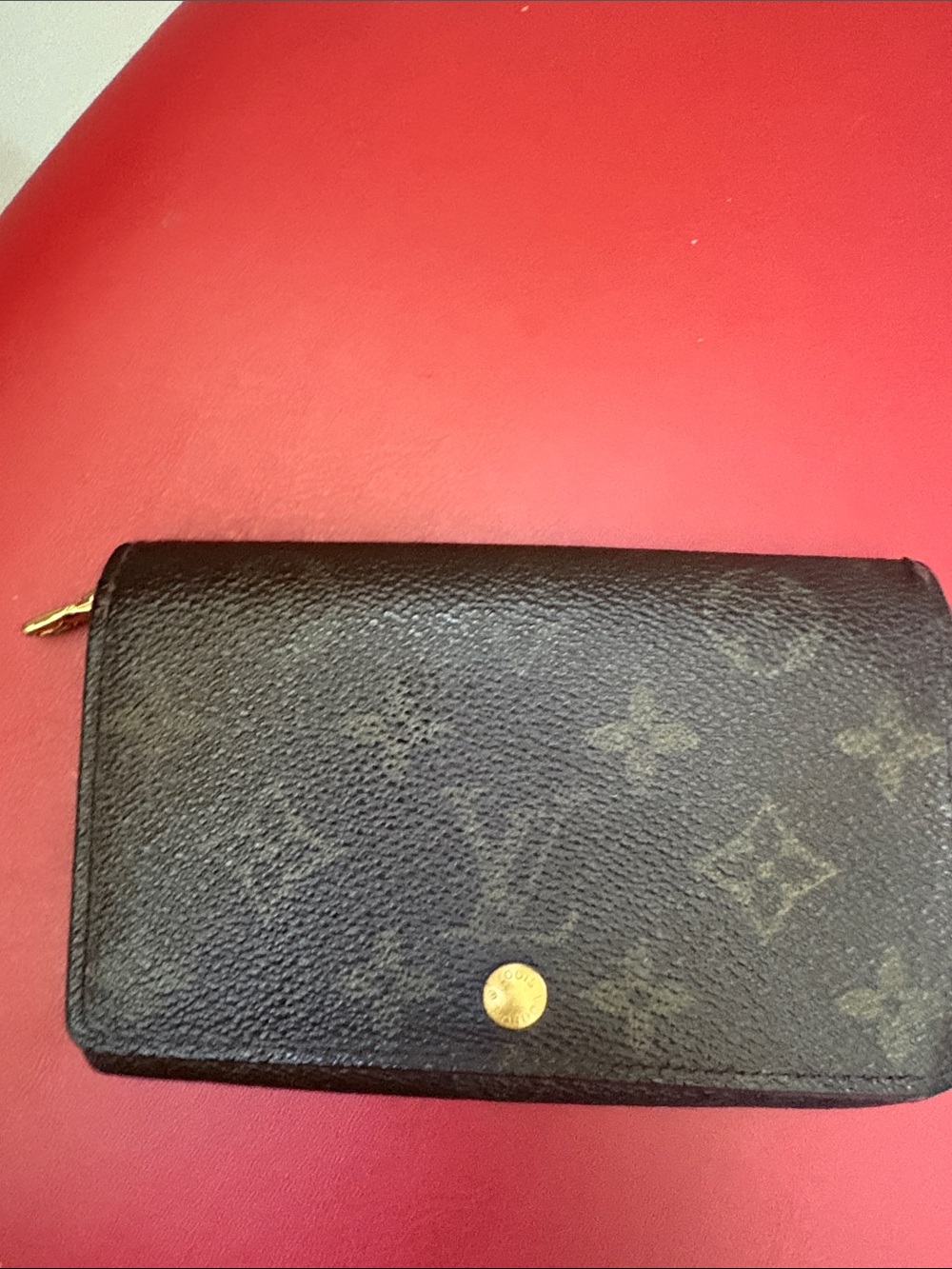 Louis Vuitton tressoR Monogram Compact Wallet in Dark Brown with Gold Hardware
